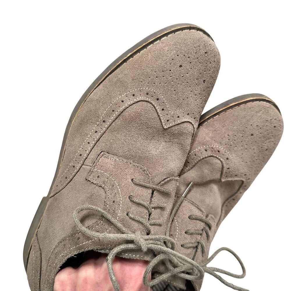 Alpine Swiss Mens Dress Shoes Genuine Suede Wingtip Brogue Oxfords Gray Sz 11 EC - Picture 9 of 16